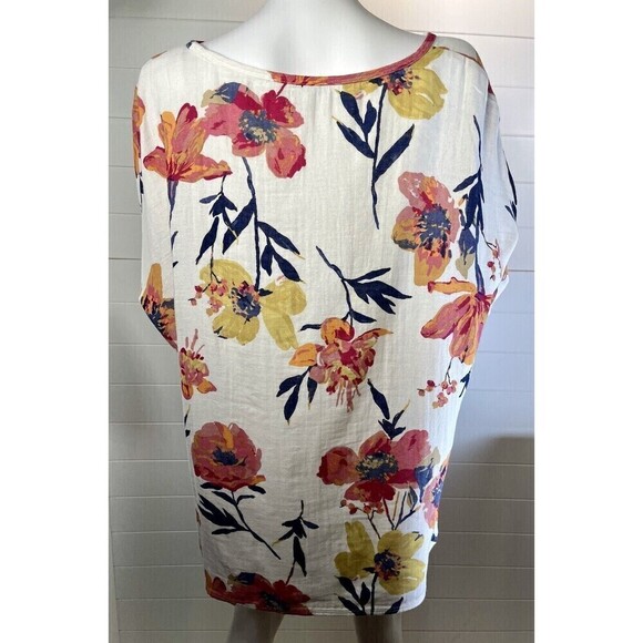 Coldwater Creek 1X Top Multi Floral Beach Womens Slub Knit Lagenlook Long Sleeve - Picture 6 of 10